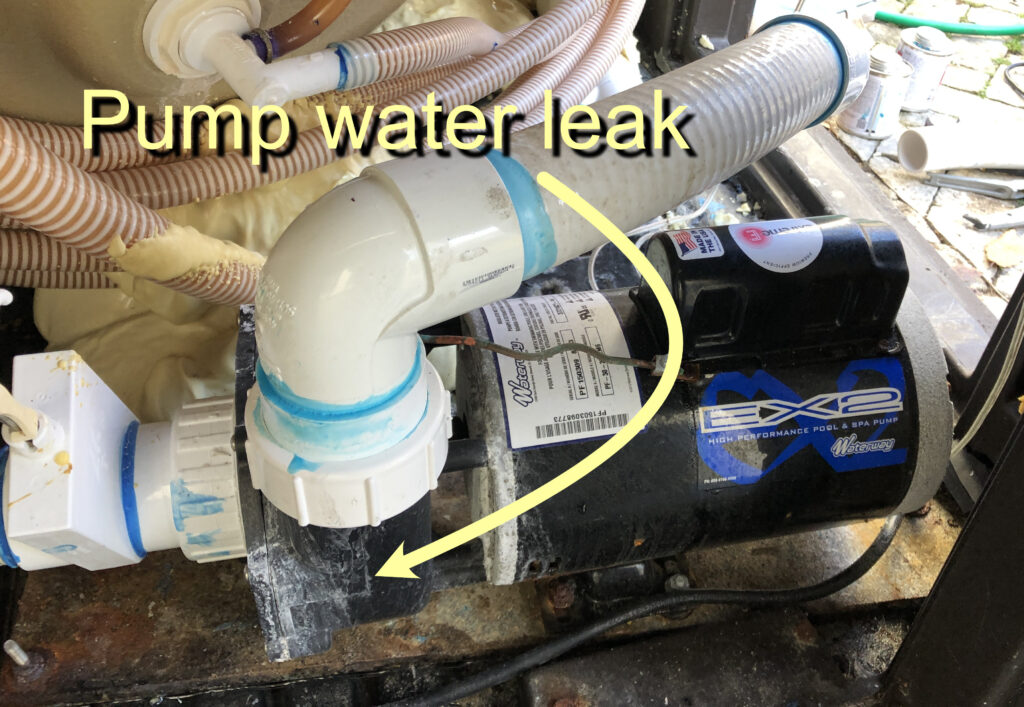Water deposits on a hot tub pump