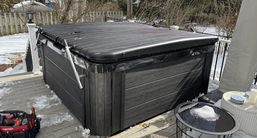 Snowy hot tub