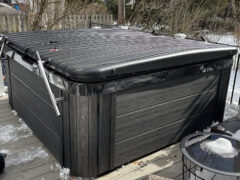Snowy hot tub