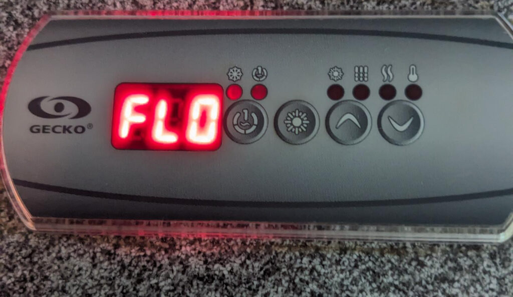 A FLO error on a topside may indicate a filter issue, not a control panel problem